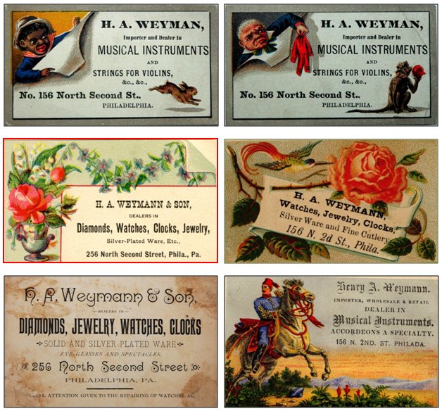 H.A. Weymann business cards