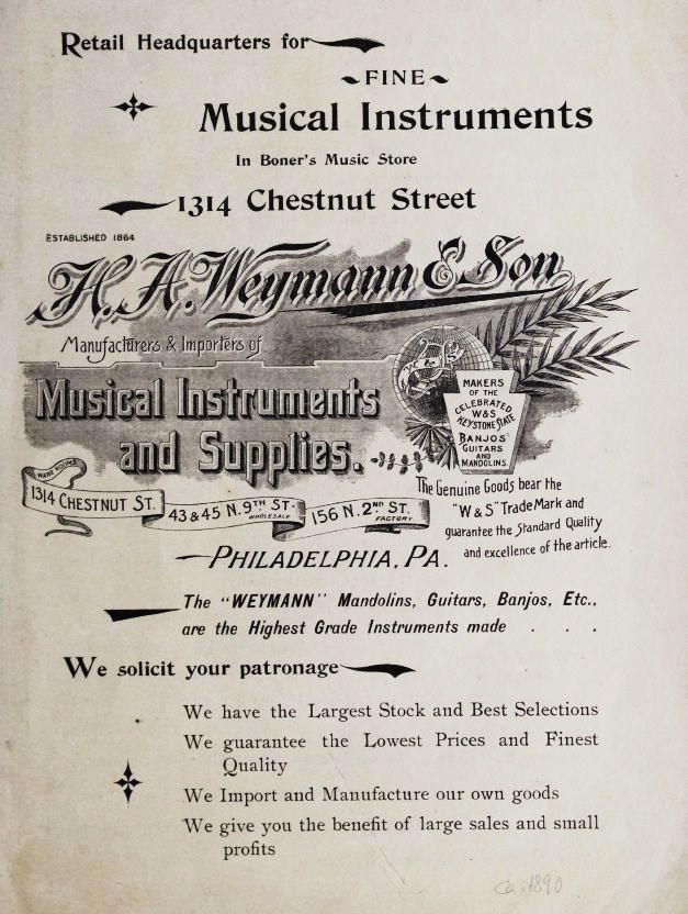 Weymann c.1890 Retail Catalog Cover 